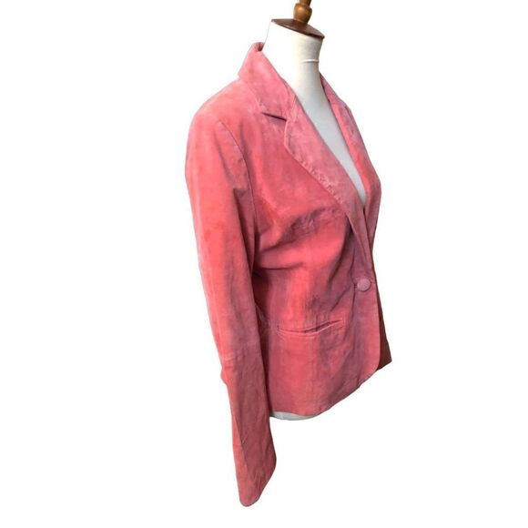 B by Bernado salmon suede vintage one button front closure jacket - Picture 4 of 11